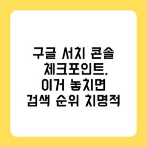 구글 서치 콘솔 체크포인트, 이거 놓치면 검색 순위에 치명적입니다