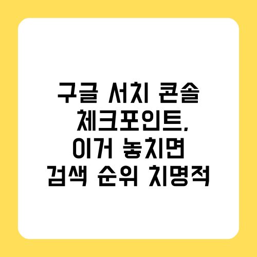 구글 서치 콘솔 체크포인트, 이거 놓치면 검색 순위에 치명적입니다