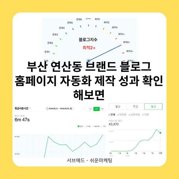 부산 연산동 브랜드 블로그 홈페이지 자동화 제작 성과 확인 해보면