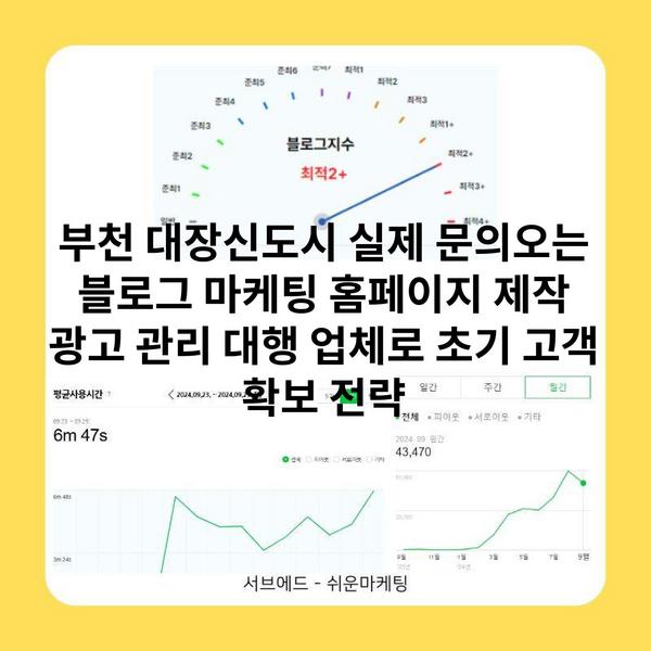 부천 대장신도시 실제 문의오는 블로그 마케팅 홈페이지 제작 광고 관리 대행 업체로 초기 고객 확보 전략