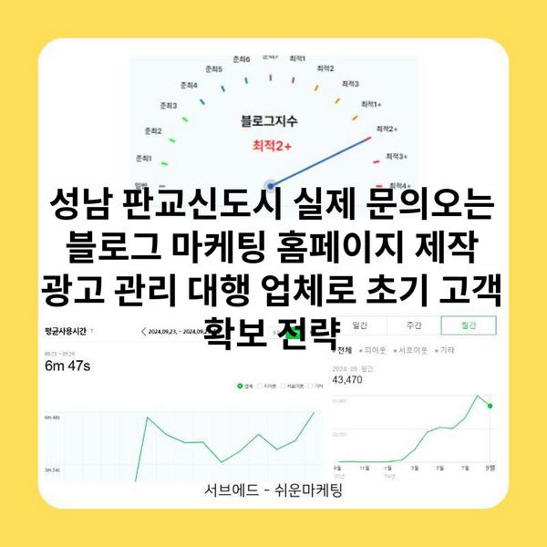 성남 판교신도시 실제 문의오는 블로그 마케팅 홈페이지 제작 광고 관리 대행 업체로 초기 고객 확보 전략