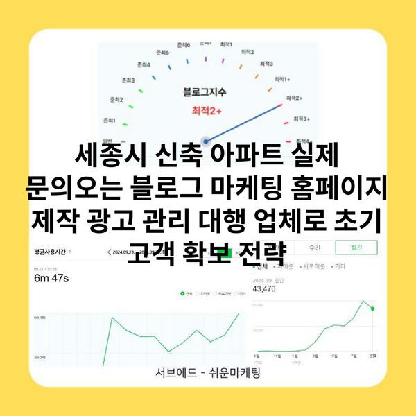 세종시 신축 아파트 실제 문의오는 블로그 마케팅 홈페이지 제작 광고 관리 대행 업체로 초기 고객 확보 전략
