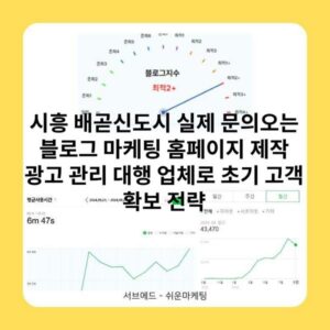 시흥 배곧신도시 실제 문의오는 블로그 마케팅 홈페이지 제작 광고 관리 대행 업체로 초기 고객 확보 전략