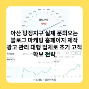 아산 탕정지구 실제 문의오는 블로그 마케팅 홈페이지 제작 광고 관리 대행 업체로 초기 고객 확보 전략