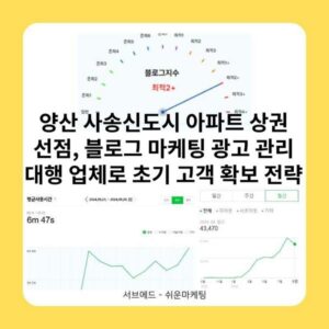 양산 사송신도시 아파트 상권 선점, 블로그 마케팅 광고 관리 대행 업체로 초기 고객 확보 전략