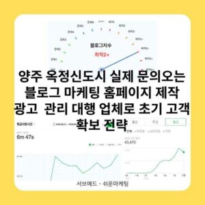 양주 옥정신도시 실제 문의오는 블로그 마케팅 홈페이지 제작 광고 관리 대행 업체로 초기 고객 확보 전략