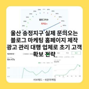 울산 송정지구 실제 문의오는 블로그 마케팅 홈페이지 제작 광고 관리 대행 업체로 초기 고객 확보 전략