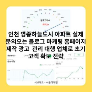 인천 영종하늘도시 아파트 실제 문의오는 블로그 마케팅 홈페이지 제작 광고 관리 대행 업체로 초기 고객 확보 전략