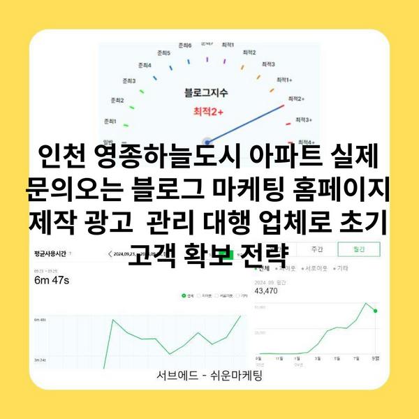 인천 영종하늘도시 아파트 실제 문의오는 블로그 마케팅 홈페이지 제작 광고 관리 대행 업체로 초기 고객 확보 전략