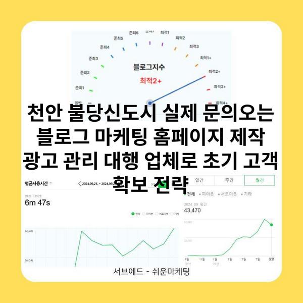 천안 불당신도시 실제 문의오는 블로그 마케팅 홈페이지 제작 광고 관리 대행 업체로 초기 고객 확보 전략