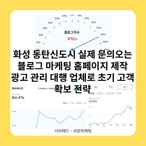 화성 동탄신도시 실제 문의오는 블로그 마케팅 홈페이지 제작 광고 관리 대행 업체로 초기 고객 확보 전략